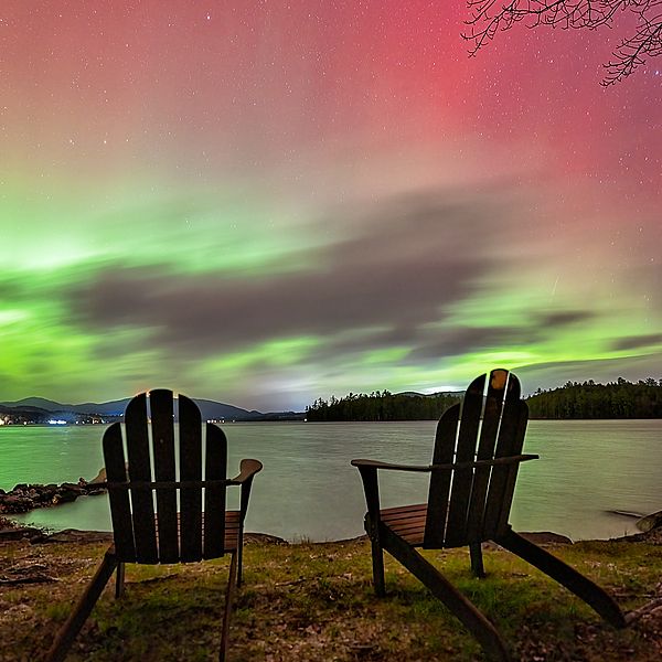 Northern lights shine over Newfound Lake