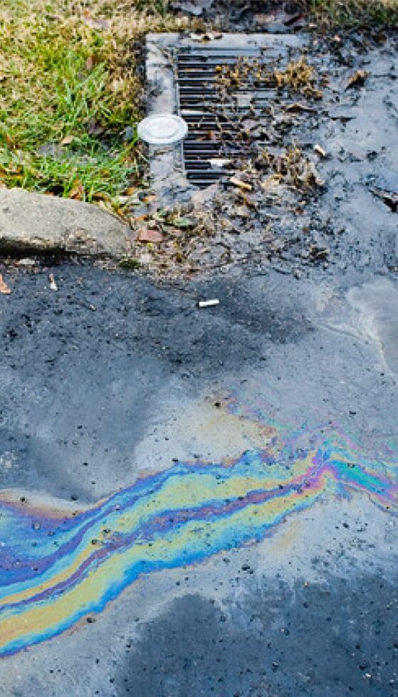 Oil sheen pollution in Storm drain
